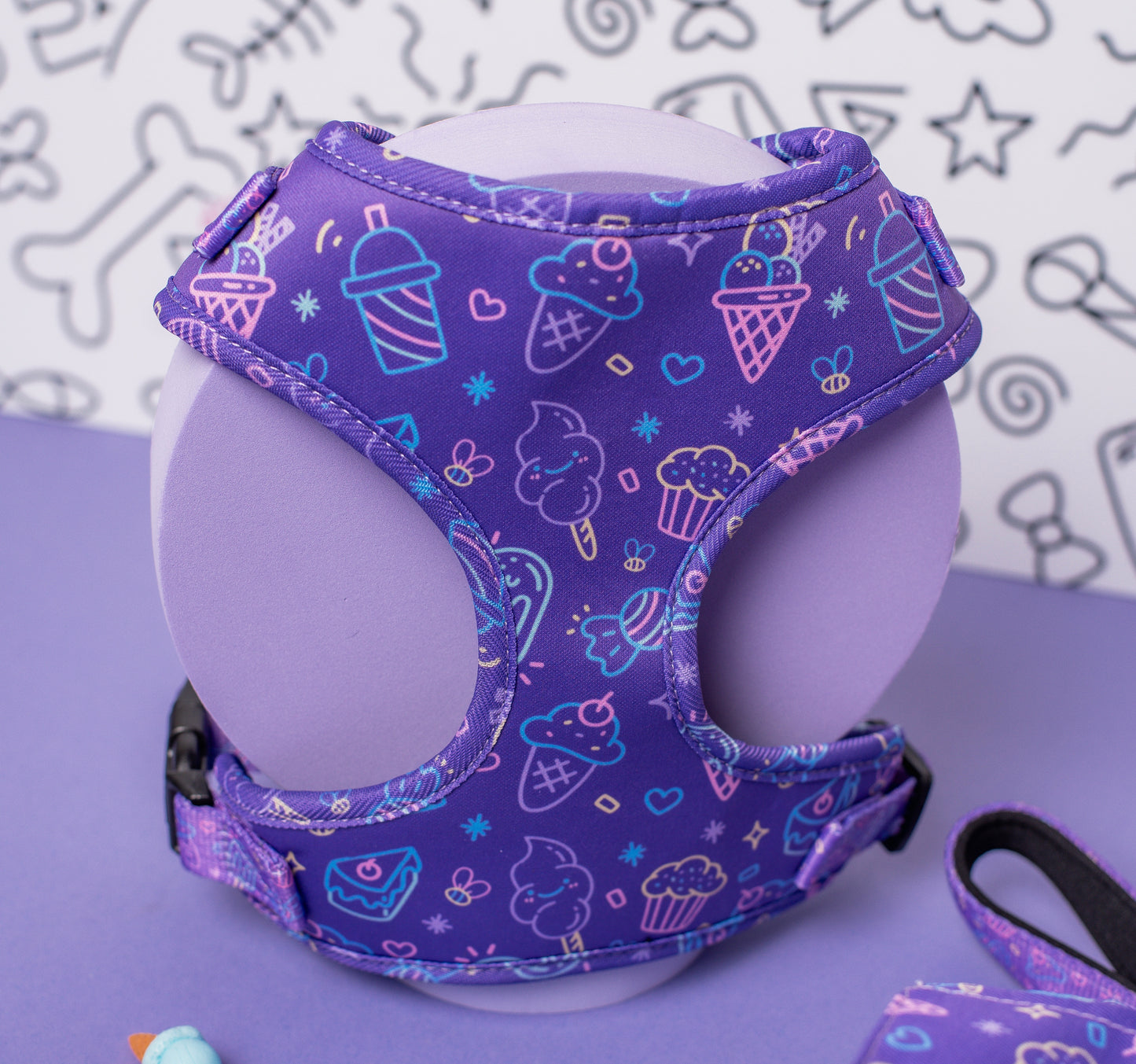 Purple Icecream Adjustable Dog Harness