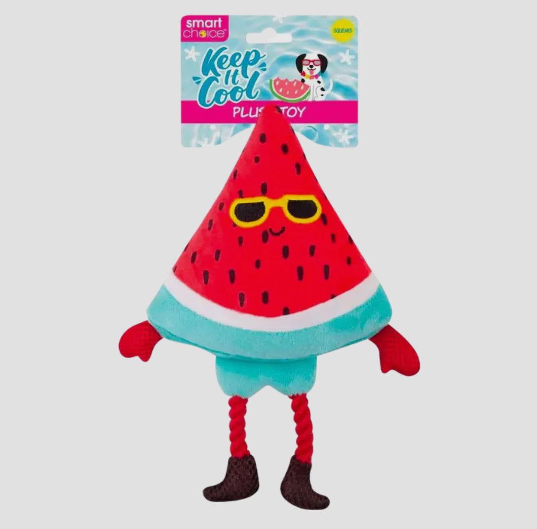 WufWuf & Smart Choice Watermelon Plush Dog Toy with Squeaker